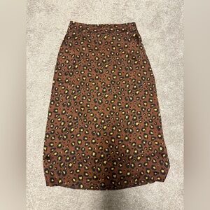 Brown Leopard Print Midi Skirt